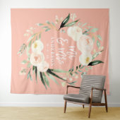 Tenture Mariage floral aquarelle rose et vert M & Mme (En situation (horizontale))