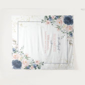 Tenture Mariage Floral Bleu Poussiéreux Rose Doré (Devant (Horizontal))