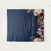 Tenture Mariage floral boho rose vif de la marine (Devant (Horizontal))