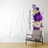 Tenture Mariage floral botanique violet or royal (En situation (horizontale))