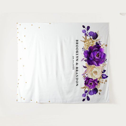 Tenture Mariage floral botanique violet or royal (Devant (Horizontal))