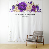 Tenture Mariage floral botanique violet or royal (En situation)