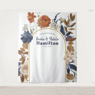 Tenture Mariage Floral en Terracotta Bleu Poussiéreux Aqua