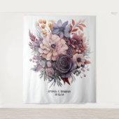 Tenture Mariage Floral Fuschia, Gris, Cuivre et Rose Pouss (Devant)