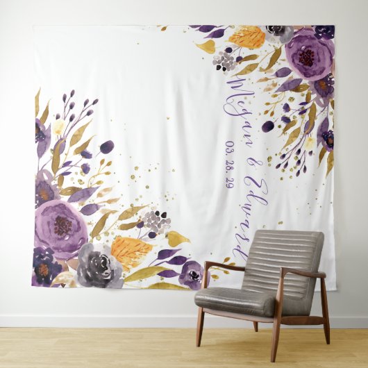 Tenture Mariage floral mauve Cadre de réception (En situation (horizontale))