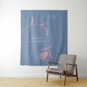 Tenture Mariage Floral Minimaliste Moderne Mauve et Bleu P