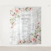 Tenture Mariage Floral Rose Pâle Doré et Verdure (Devant)