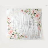 Tenture Mariage Floral Rose Pâle Vert Foncé Or Rose (Devant (Horizontal))