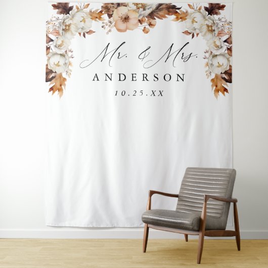 Tenture Mariage floral rustique d'automne (En situation)