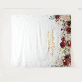 Tenture Mariage floral vert or boho blush burgundy (Devant (Horizontal))