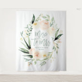 Tenture Mariage floral vert pêche pour la douche de la mar (Devant)