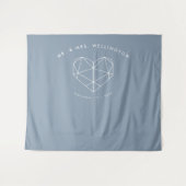 Tenture Mariage géométrique cœur bleu poussiéreux moderne (Devant (Horizontal))