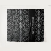 Tenture Mariage gothique argent et noir en spirale (Devant (Horizontal))