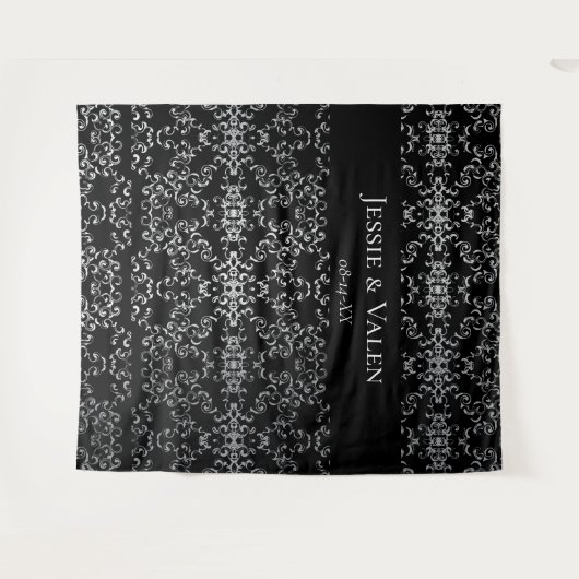 Tenture Mariage gothique argenté et noir (Devant (Horizontal))