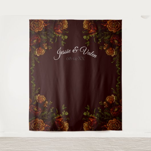 Tenture Mariage gothique automnal rustique orange marron (Devant)