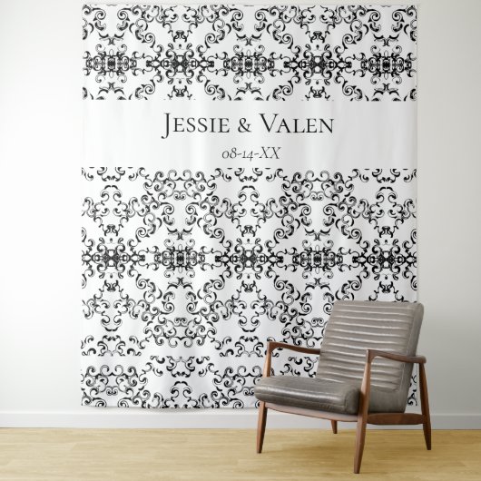 Tenture Mariage gothique noir et blanc (En situation)