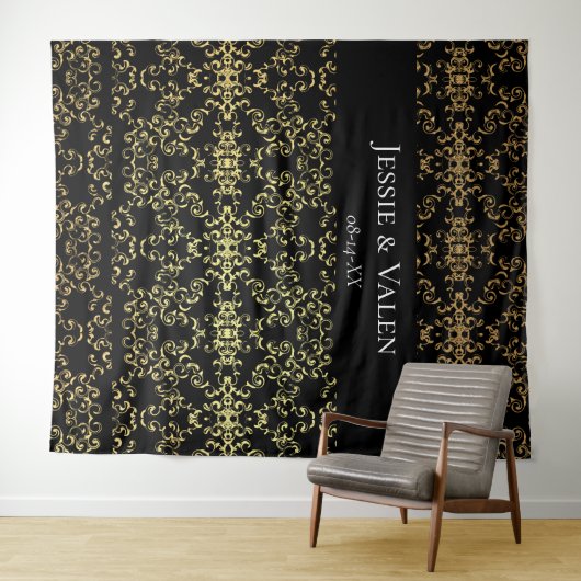 Tenture Mariage gothique noir or Elegant (En situation (horizontale))