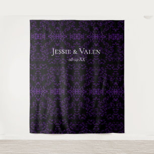Tenture Mariage gothique tourbillon violet et noir