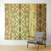 Tenture Mariage gothique tourbillonnement or et noir (En situation (horizontale))