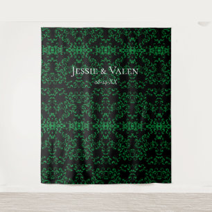 Tenture Mariage gothique vert et noir en spirale