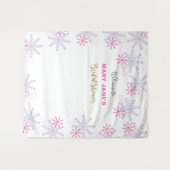 Tenture Mariage Hivernal Pink Flocon de Neige (Devant (Horizontal))