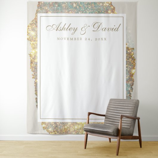 Tenture Mariage Holographique Iridescente moderne (En situation)