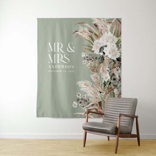 Tenture Mariage M. et Mme pampas herbe moderne élégant (En situation)