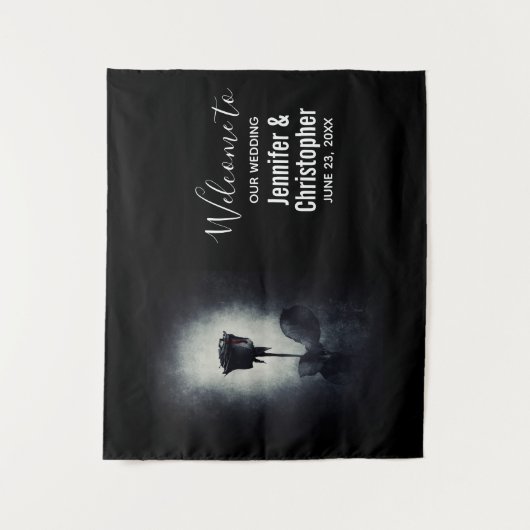 Tenture Mariage Macabre Gothique Rose Noire Dégoulinant de (Devant)