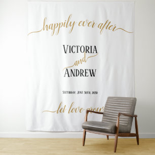 Tenture Mariage minimaliste moderne à l'encre dorée