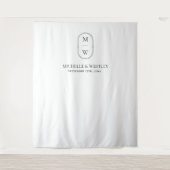 Tenture Mariage Minimaliste Monogramme Noir & Blanc (Devant)