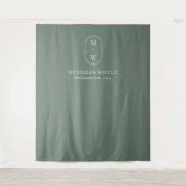 Tenture Mariage Minimaliste Monogramme Vert Sauge (Devant)