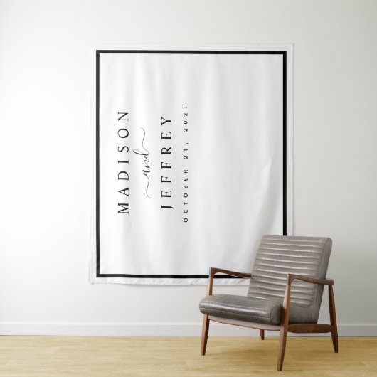 Tenture Mariage minimaliste noir et blanc (En situation)