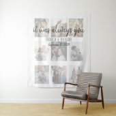 Tenture Mariage Moderne avec Collage de Photos (En situation)