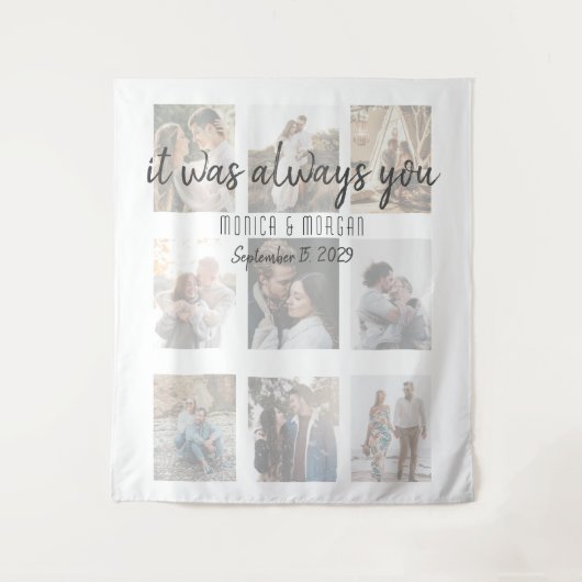Tenture Mariage Moderne avec Collage de Photos (Devant)