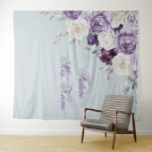Tenture Mariage moderne floral violet et vert (En situation (horizontale))