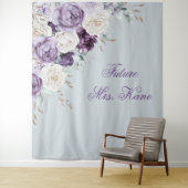 Tenture Mariage moderne floral violet et vert (En situation)