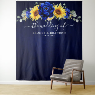 Tenture Mariage Moderne Rustique Tournesol Bleu Royal