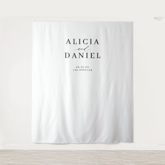 Tenture Mariage moderne simple en noir et blanc (Devant)