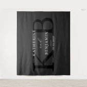Tenture Mariage Monogramme noir mat moderne arrière-plan (Devant)