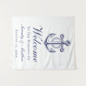 Tenture Mariage nautique  bleu Ancre Affiche de bienvenue (Devant (Horizontal))