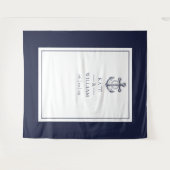 Tenture Mariage Nautique Bleu de la Marine Photo Fond d'éc (Devant (Horizontal))