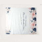 Tenture Mariage naval et rose blush floral Shower (Devant (Horizontal))