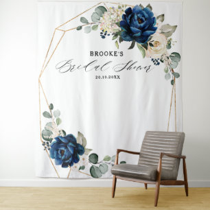 Tenture Mariage Navy Or Blanc Ivoire Géométrique
