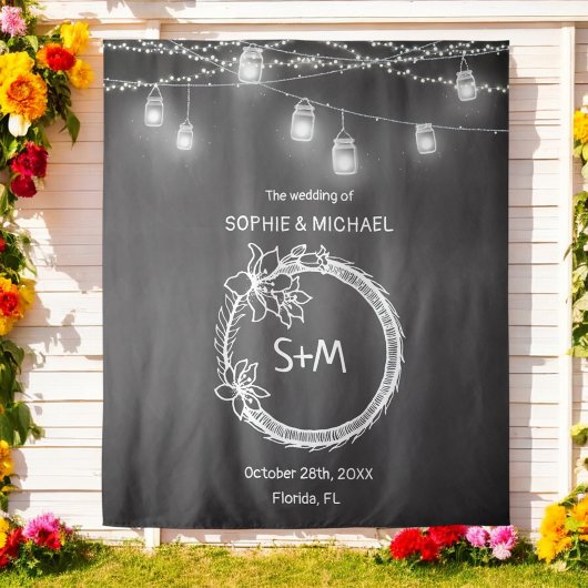 Tenture Mariage Noir Blanc Accessoire de Photo Fond Tablea