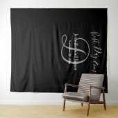 Tenture Mariage Noir Gris D Monogramme Nom Photomaton (En situation (horizontale))