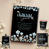 Tenture Mariage Noir Vintage Fleurs Aquarelle Bleu