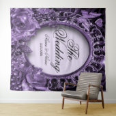 Tenture Mariage Partie Cadre Floral Violet Élégant Moderne (En situation (horizontale))