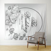 Tenture Mariage Party Silver Hearts Gris Élégant (En situation (horizontale))