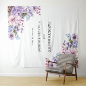 Tenture Mariage personnalisé à l'aquarelle violet floral (En situation (horizontale))