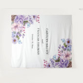 Tenture Mariage personnalisé à l'aquarelle violet floral (Devant (Horizontal))